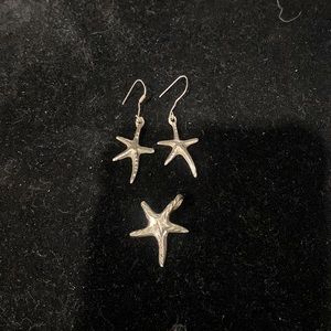 SS Star fish earrings and pendant